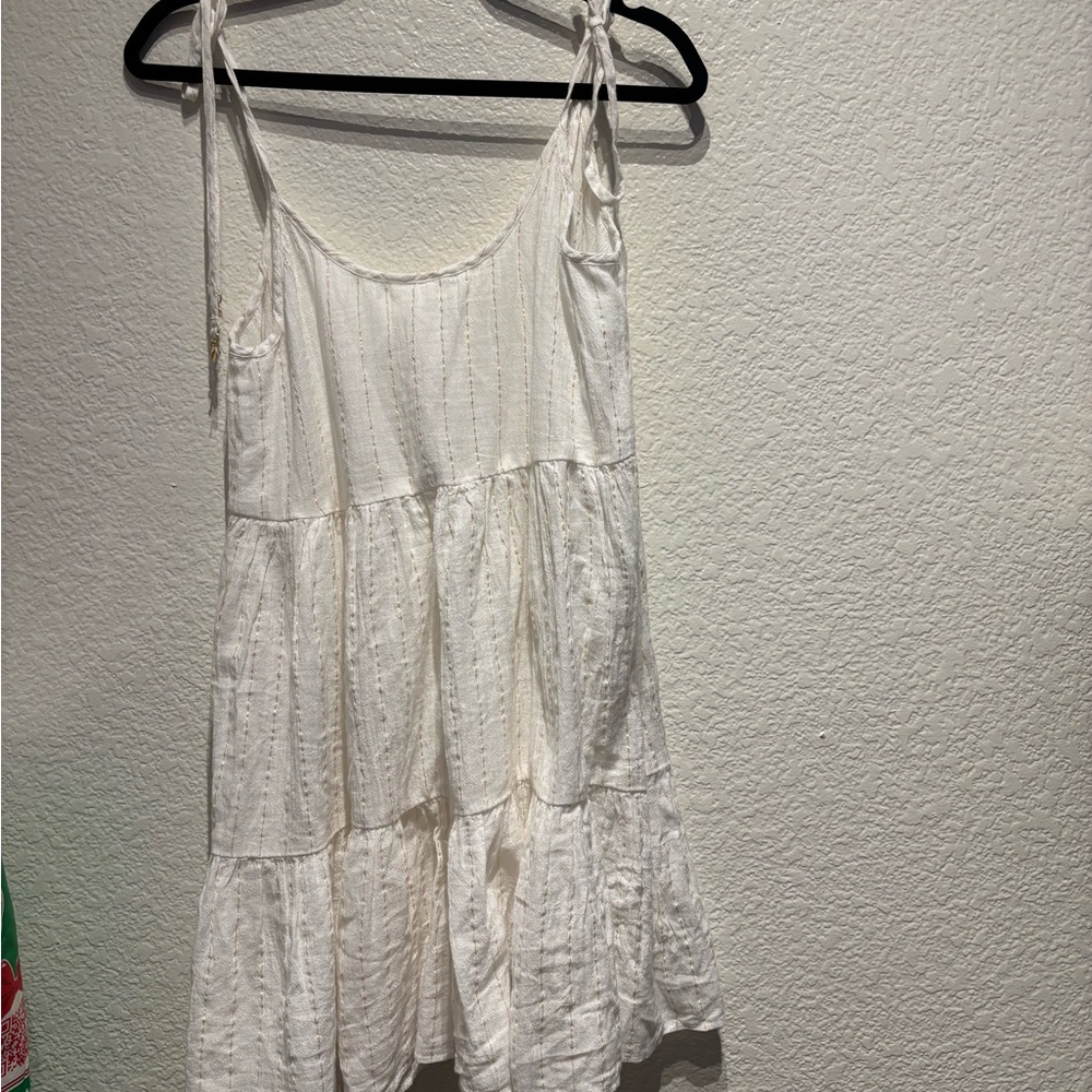 Aerie White Mini Dress with Tiered Design